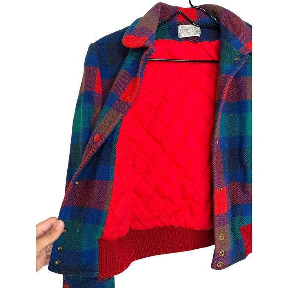 Pendleton Wool Jacket Kids Colorful Checkered Size Medium ? Thinsulate 80s 90s - Picture 5 of 16